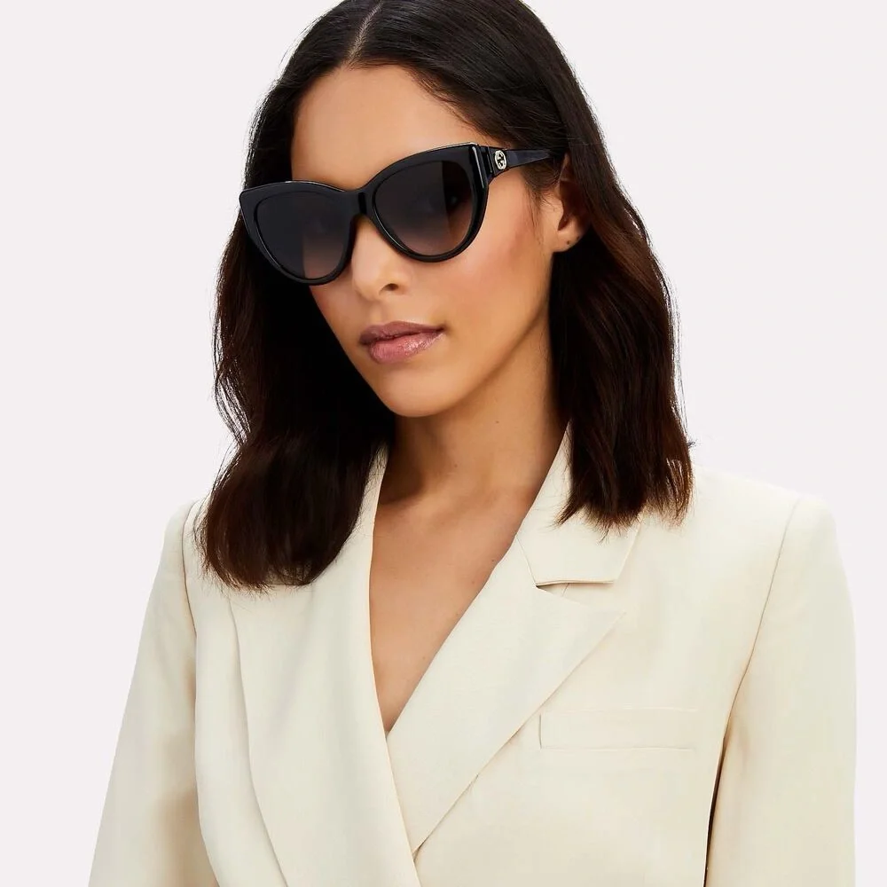 💯 - New Authentic GUCCI GG0877S-001 Oversized Feminine Cat Eye Sunglasses